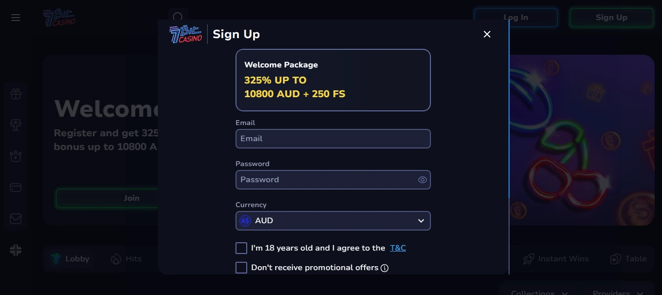 7bit Casino Registration